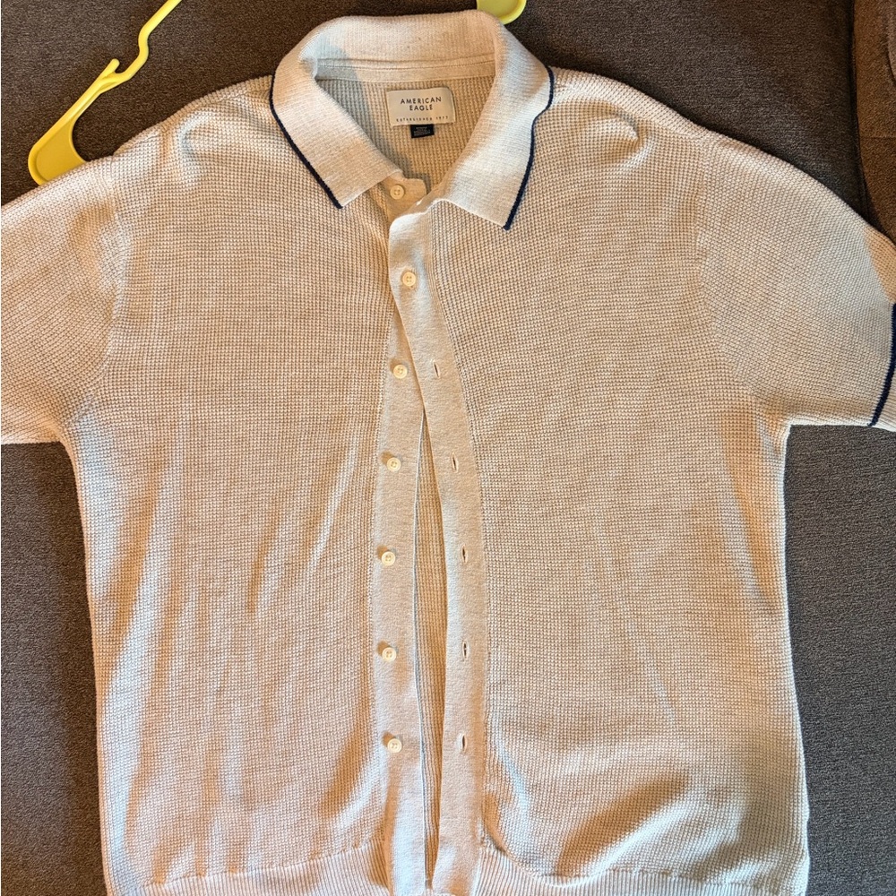 American Eagle Outfitters Cream Polo Shirt